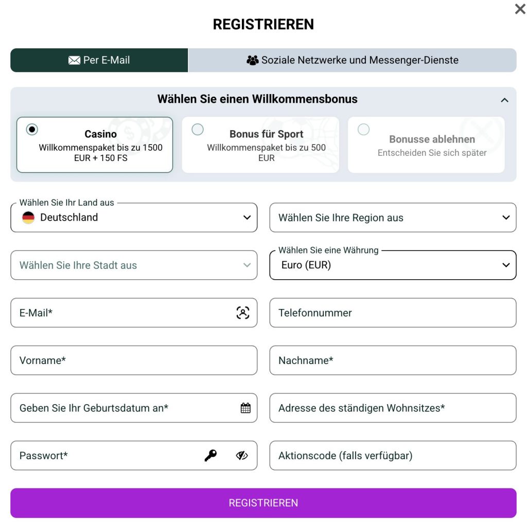 spinbetter registrieren